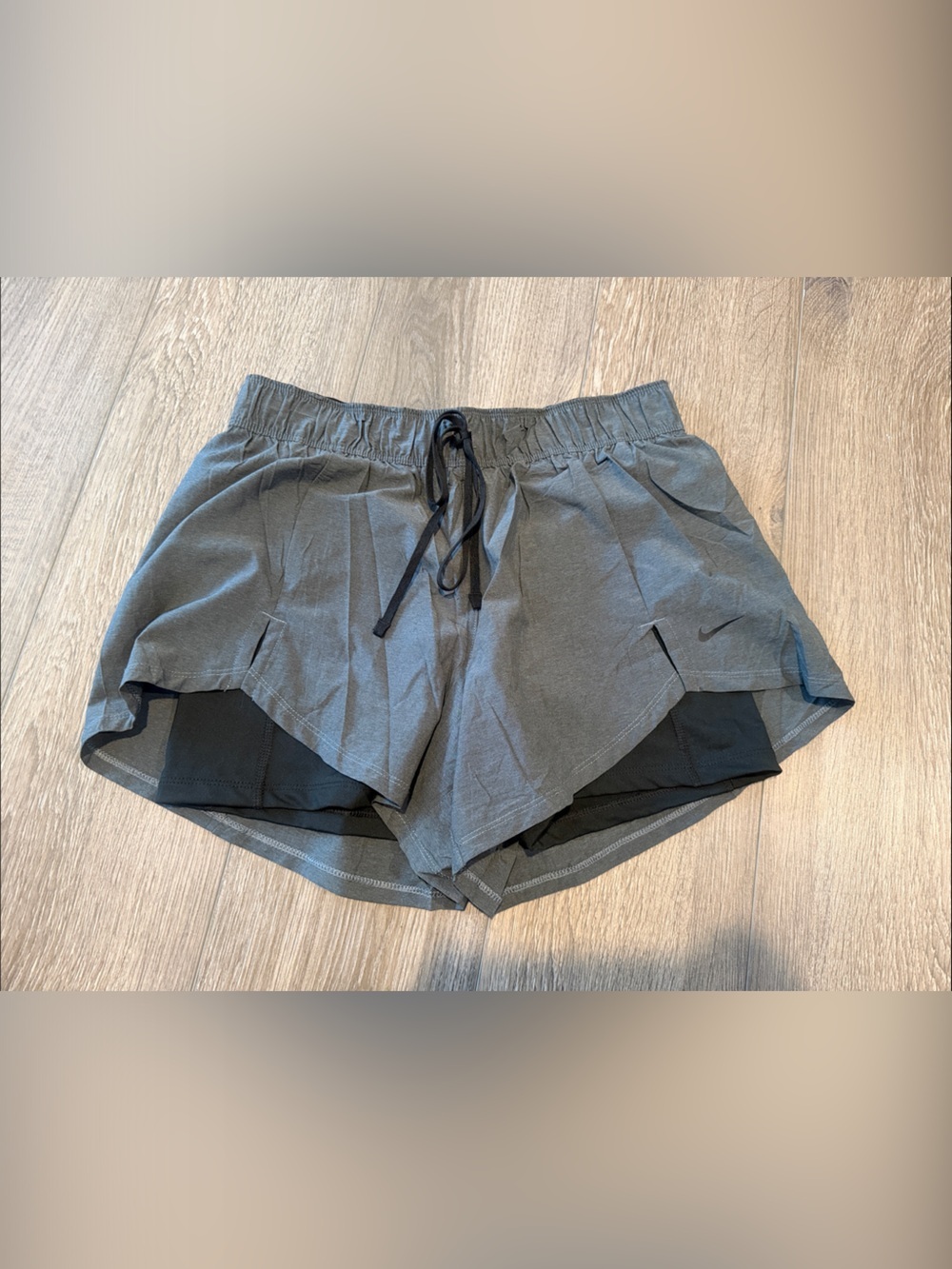 Nike Charcoal and Black Women's Running Shorts